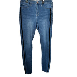 YMI WannaBettaButt Black Glitter Velvet Accented High Waist Skinny Jeans